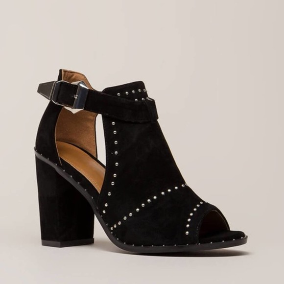 Shoe Republic LA Shoes - New! Black Studded Peep Toe Chunky Heels